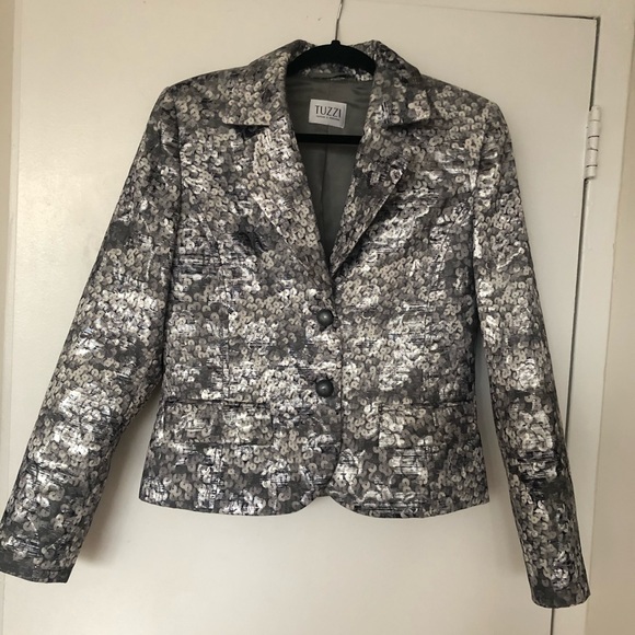 Tuzzi blazer! Metallic sequins pattern in silver! - Picture 1 of 3